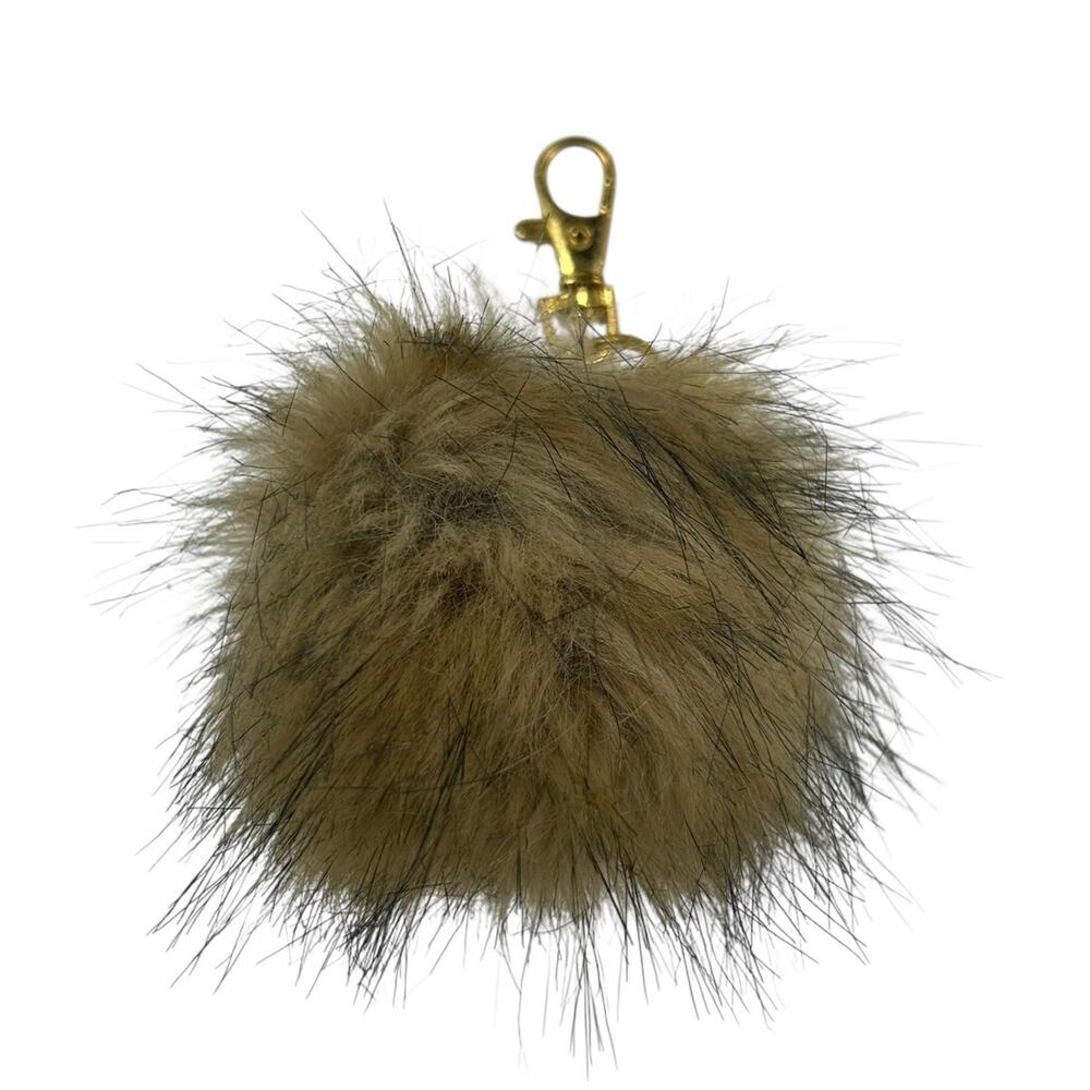 Unbranded Tan Black Faux Fur Keychain with Gold Hardware